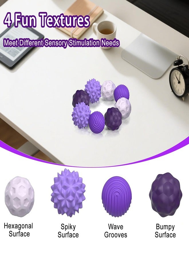 Kizcmvre Silicone Magnetic Fidget Balls - 8Pcs Sensory Magnetic Silicone Balls Desk Toy for Stress Relief and ADHD Anxiety,Silent Magnet with Textured Surface for Teens and Adults (Purple). - Image 2